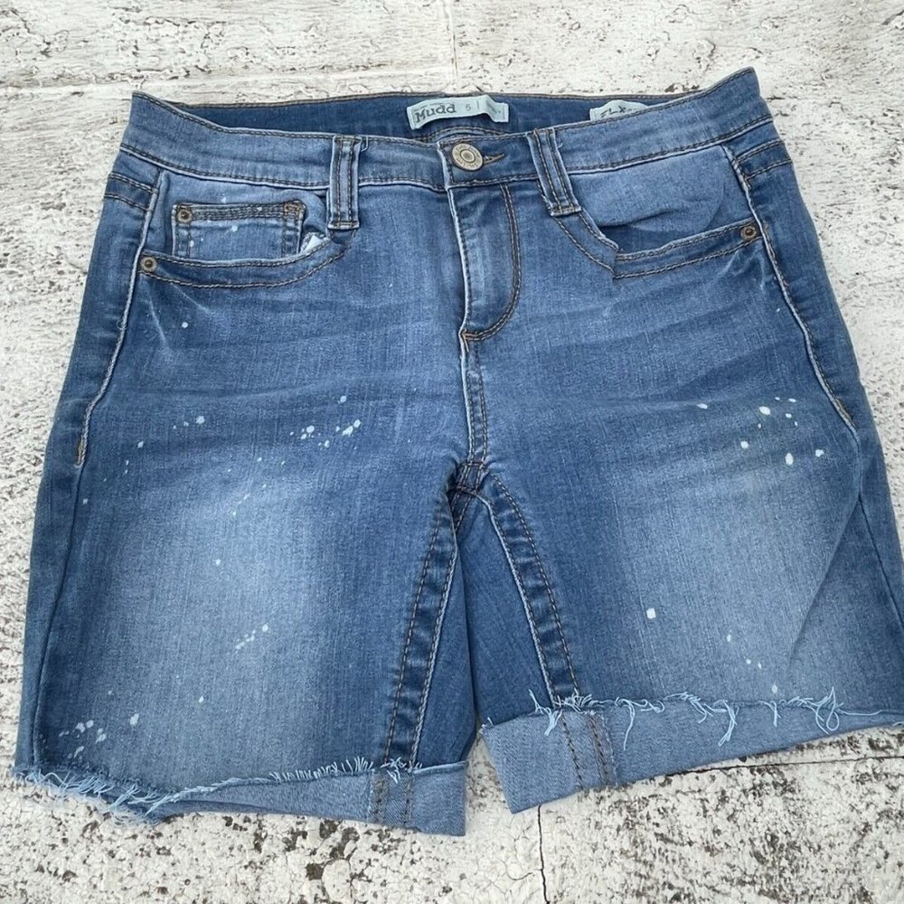 Mudd Girl Shorts Blue Denim Skinny Flx Stretch Shorts Size 5